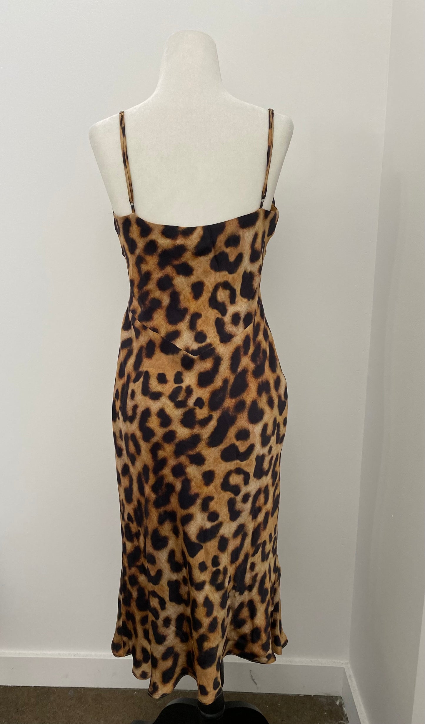 L’Agence Satin Leopard Slip Dress