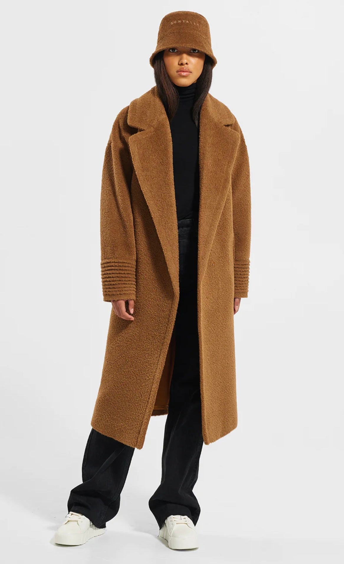SENTALER - BOUCLÉ ALPACA LONG OVERSIZED NOTCHED COLLAR COAT