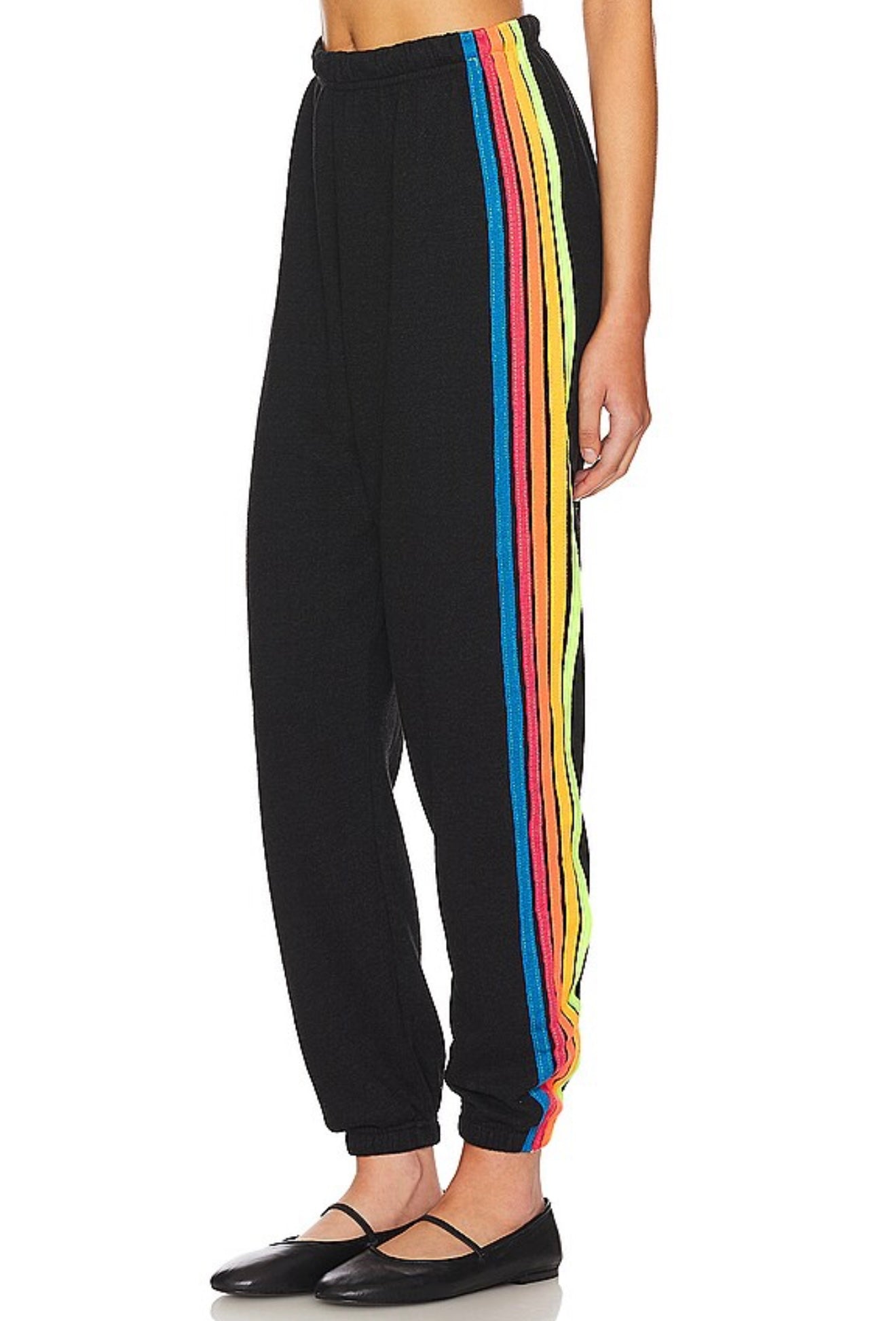 Aviator Nation - 5 Stripe Set in Black & Neon Rainbow