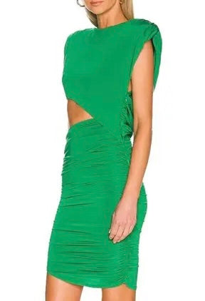 Ronny Kobo Cut Out Dress with Shoulder Pads