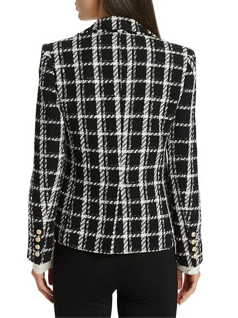GENERATION LOVE black/white/silver tweed blazer with gold buttons