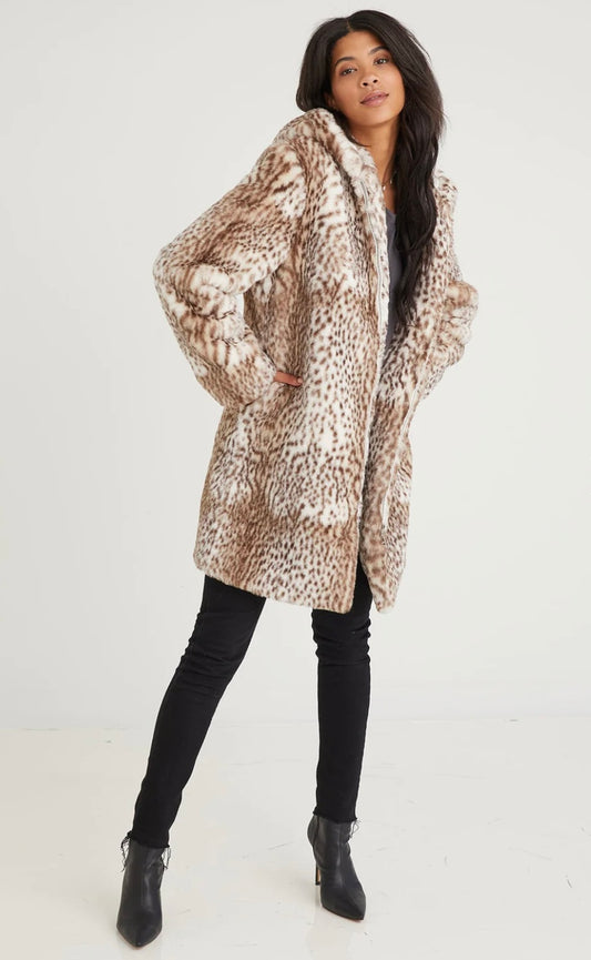 Bella Dahl - Long Hooded Jacket - Snow Leopard