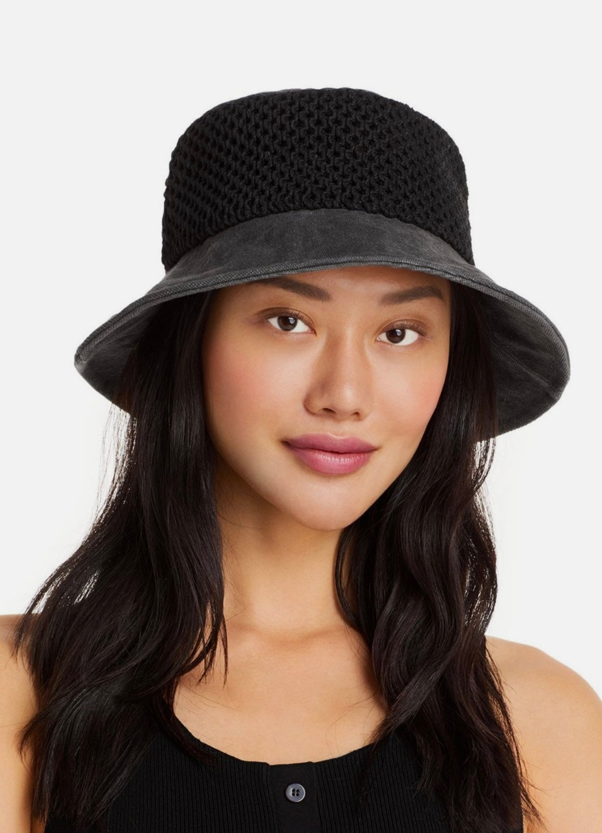 rag & bone Black Netting Nando Bucket Hat