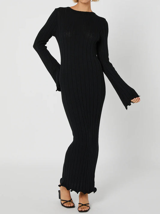 COMMENSE black ribbed dress