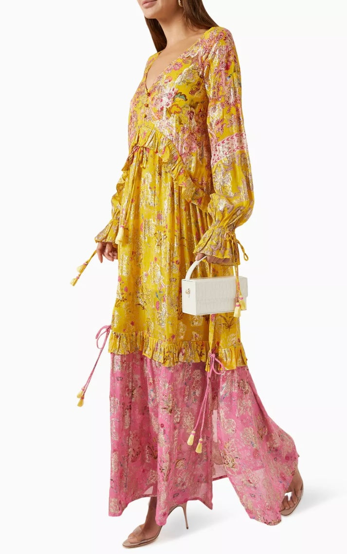 Hemant & Nandita Gold Vim Printed Kaftan