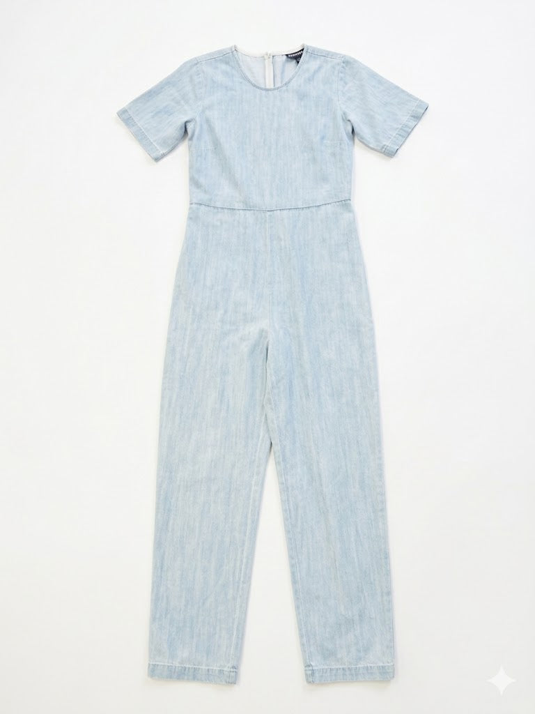 ILANA KOHN denim tshirt sleeve jumpsuit, light blue