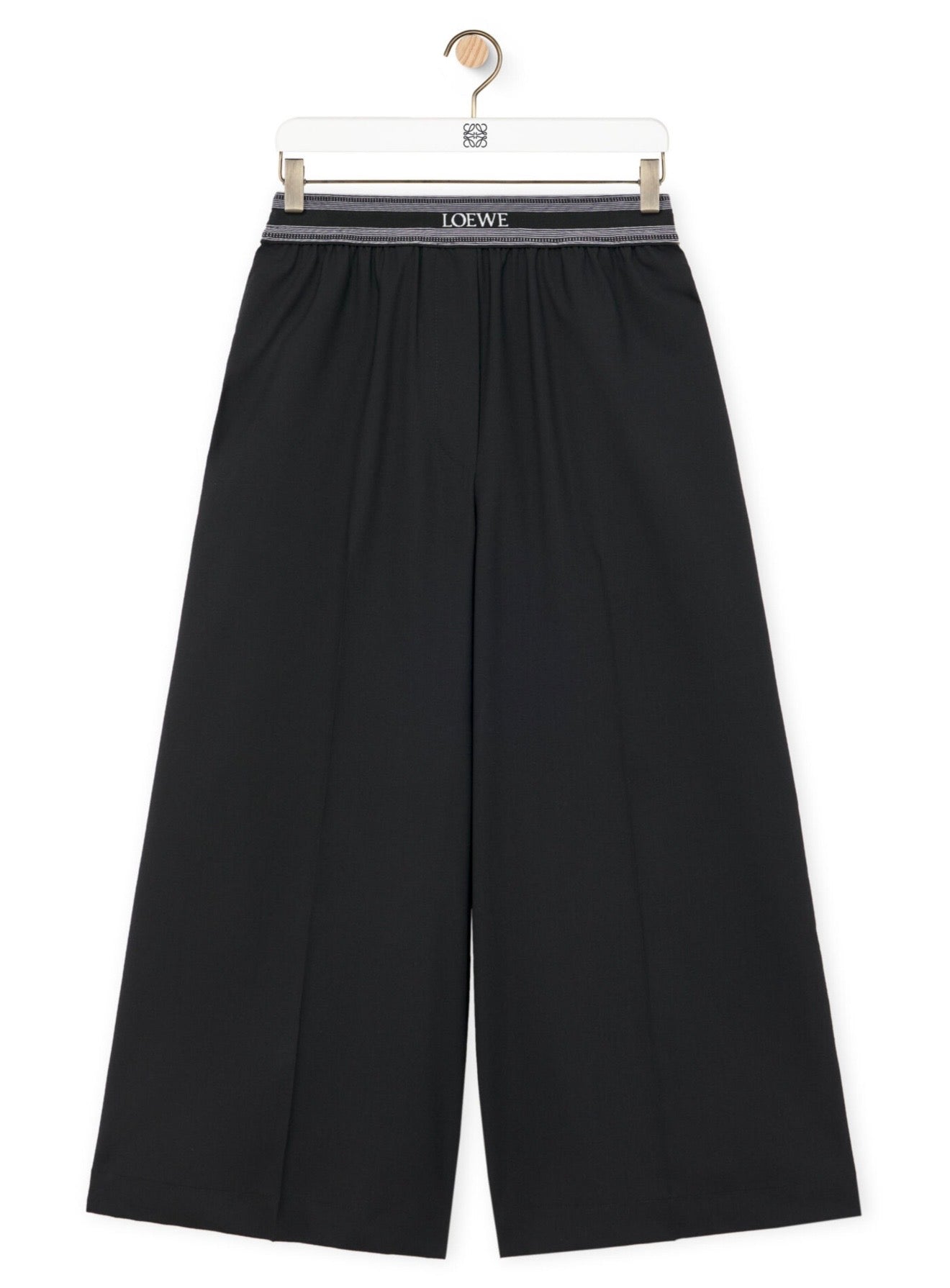 LOEWE black baggy pant with stretch logo waist