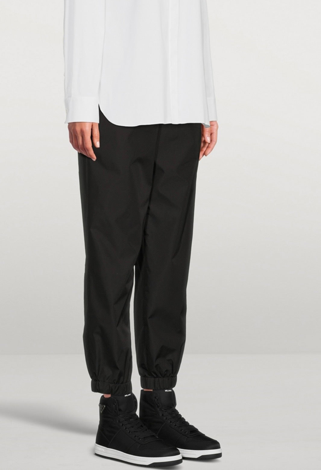 PRADA RE-NYLON BLACK HIGH-TOP SNEAKERS