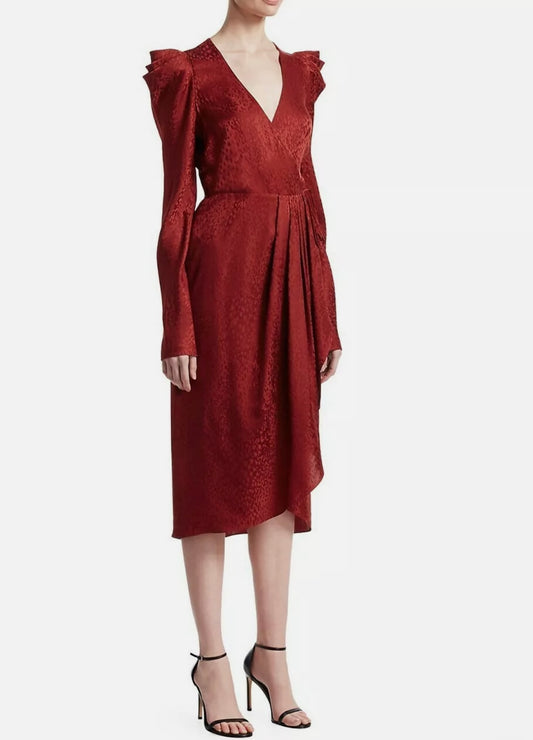 A.L.C. - Carolina Wrap long sleeve red Dress