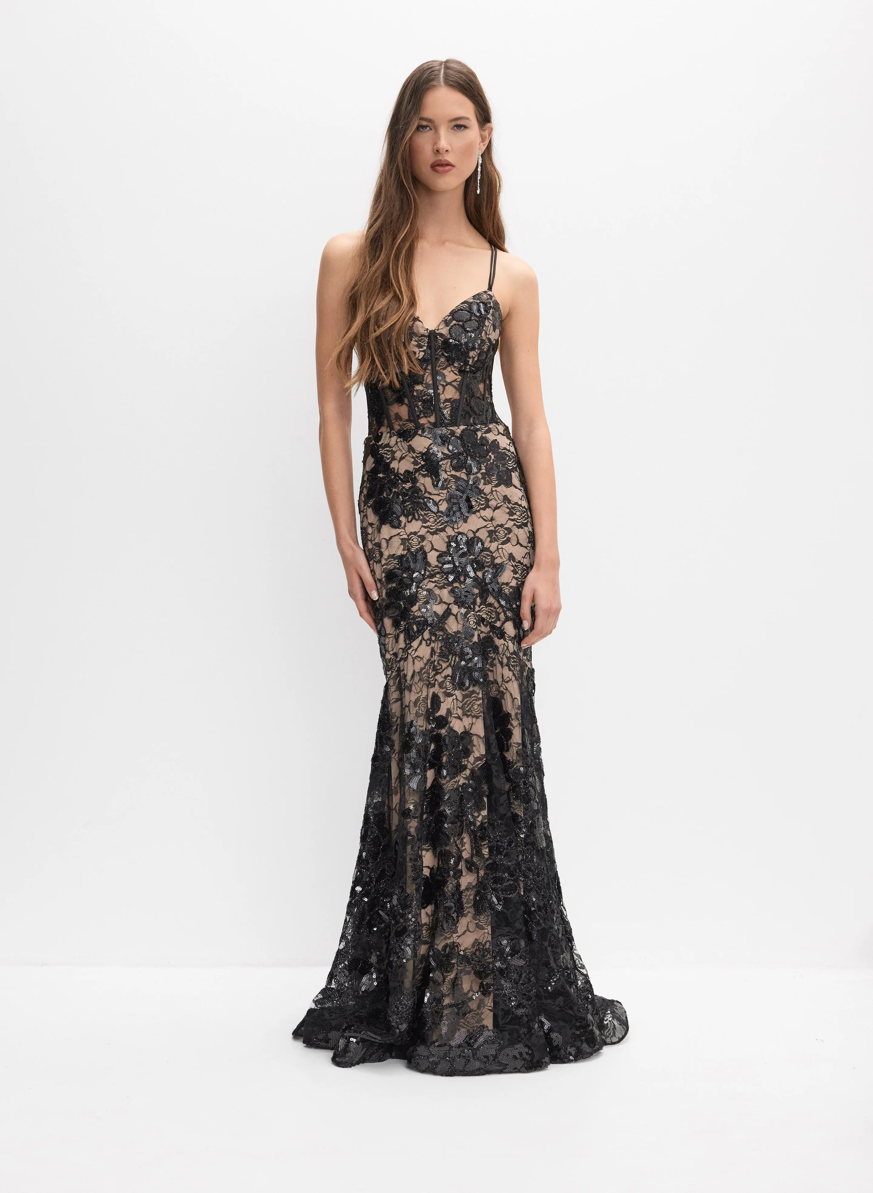 MELANIE LYNE black lace sequin dresses