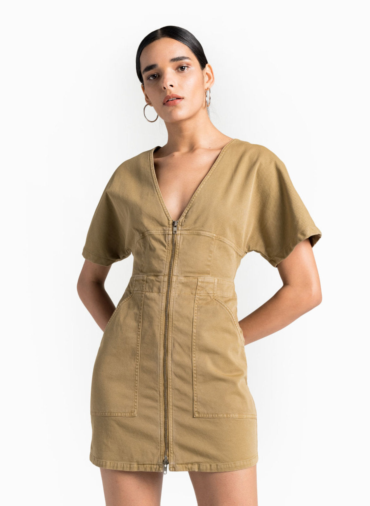 A.L.C. khaki green zip up tshirt dress