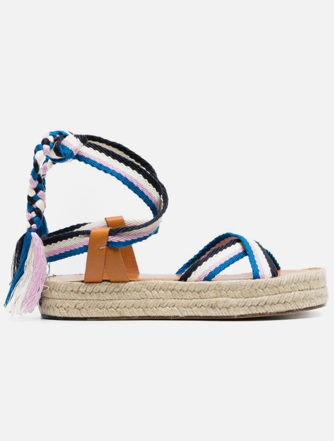 Isabel Marant Malay Striped Strappy Platform Espadrille Sandals