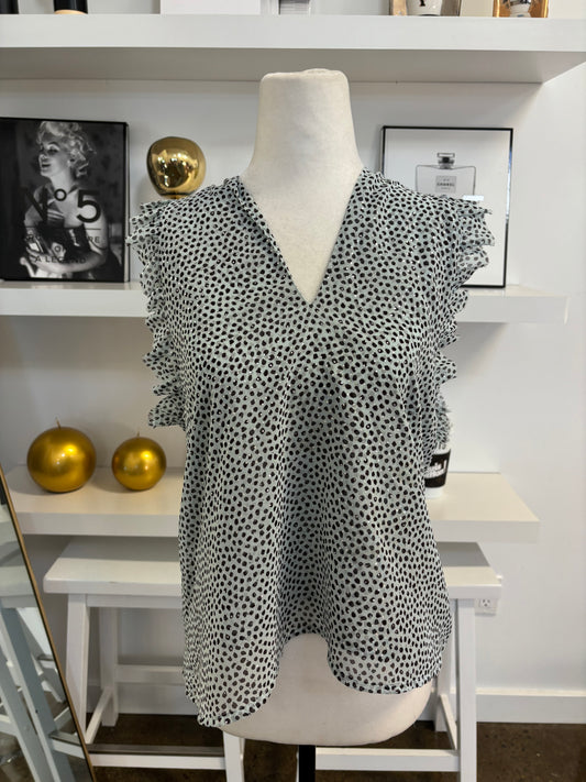 SABINA MUSAYEV polka dot sleeveless blouse