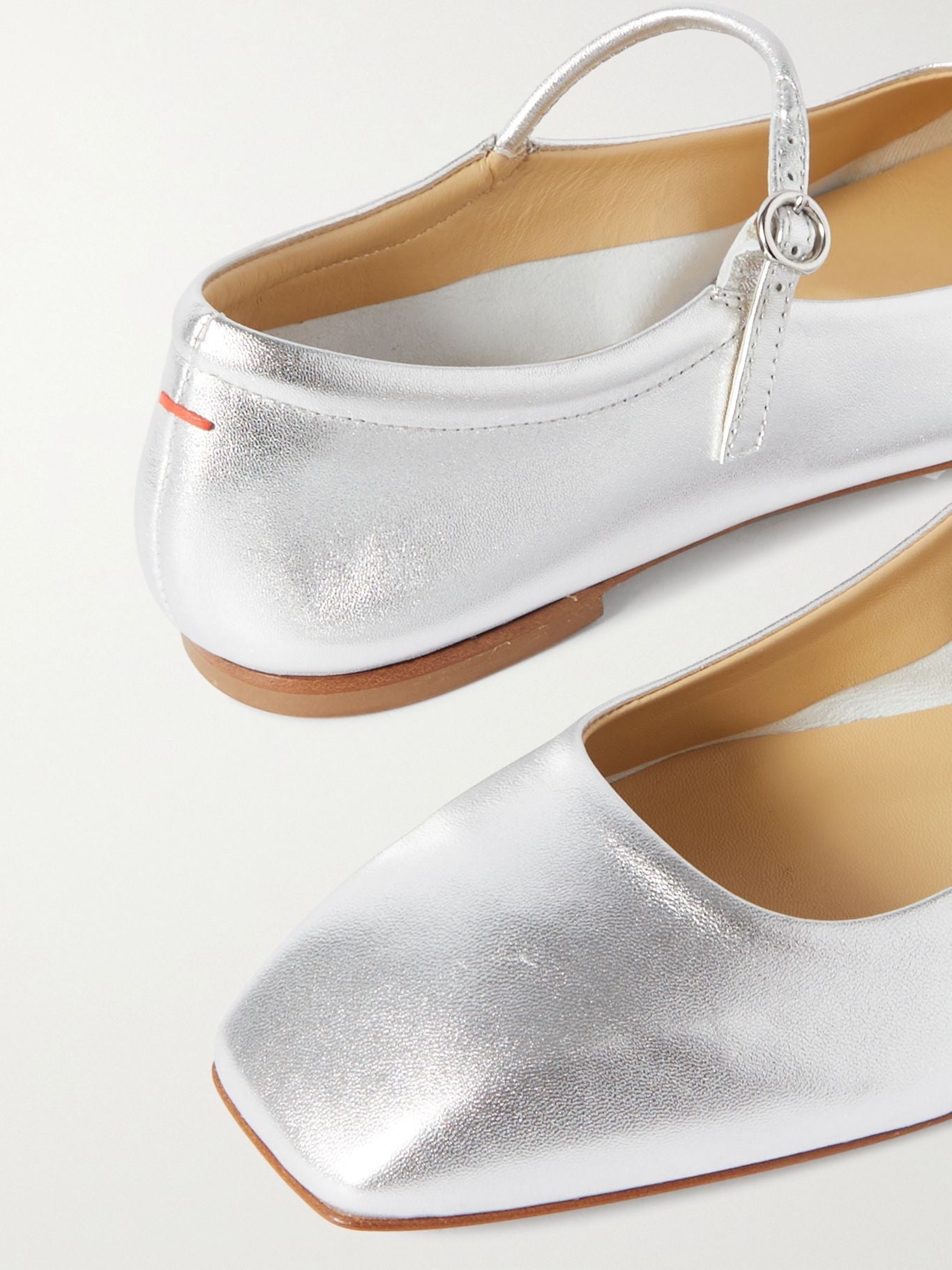 AEYDE-  Silver Mary Jane Flats