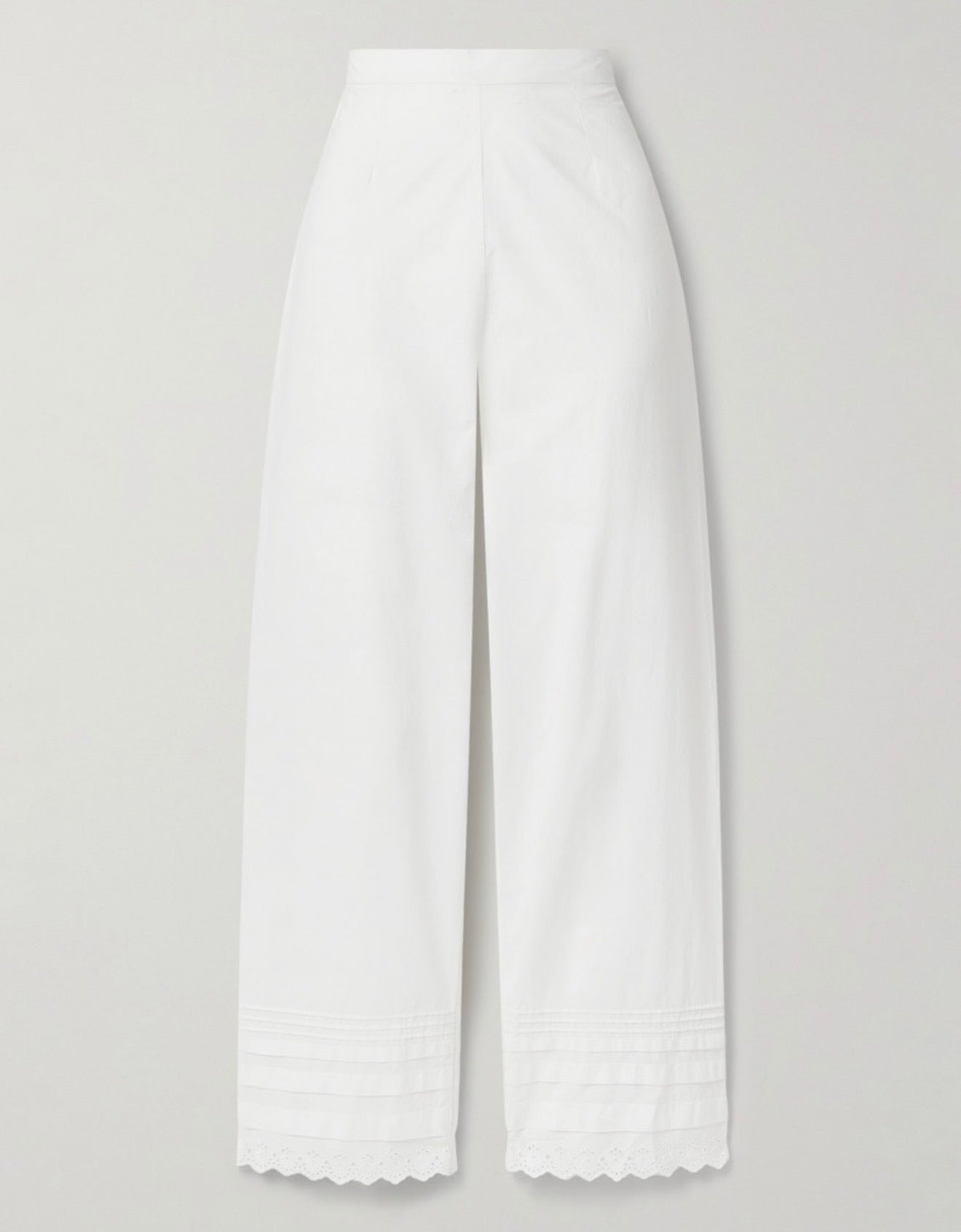 DOEN Francisca broderie anglaise-trimmed pintucked organic cotton-poplin straight-leg pants