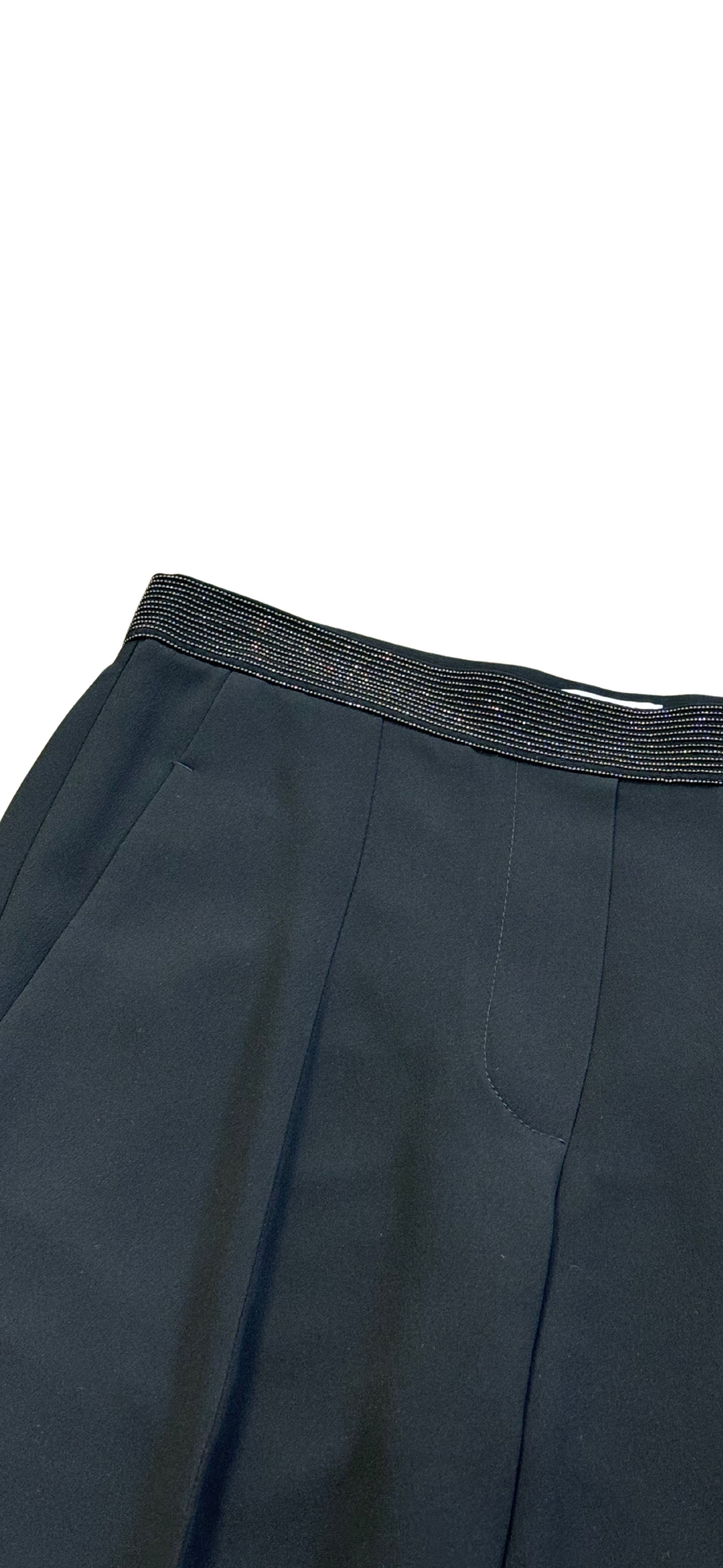 BRUNELLO CUCINELLI black dress pants with crystal detail on waistband