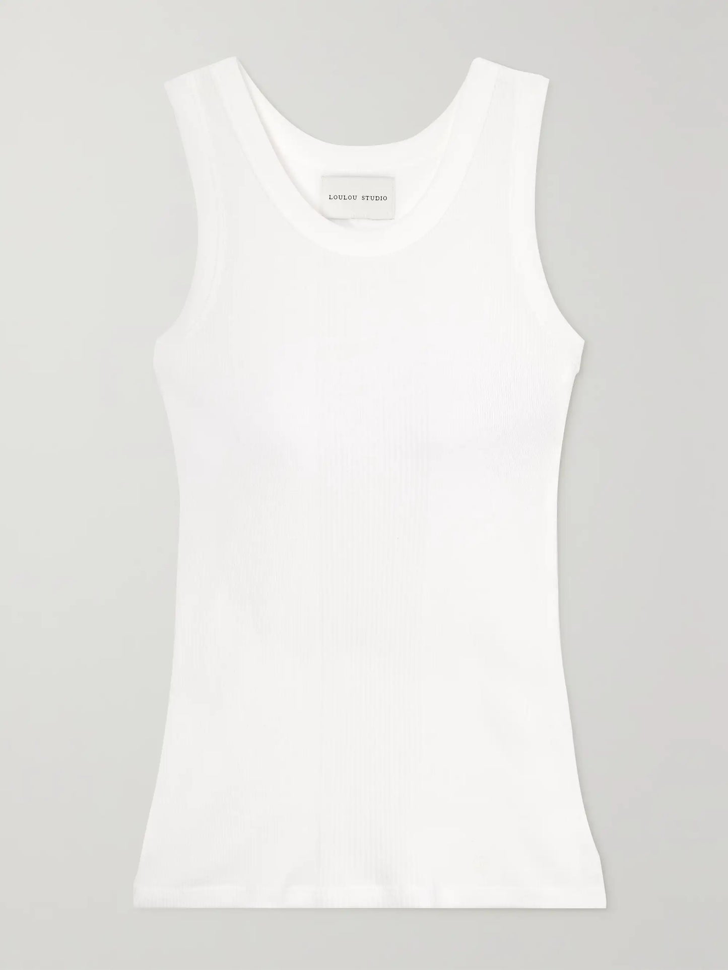 LOULOU studio white ribbed tank top with high neck