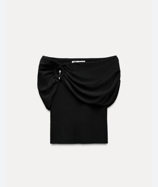 Zara - NWT Black Knitted Top