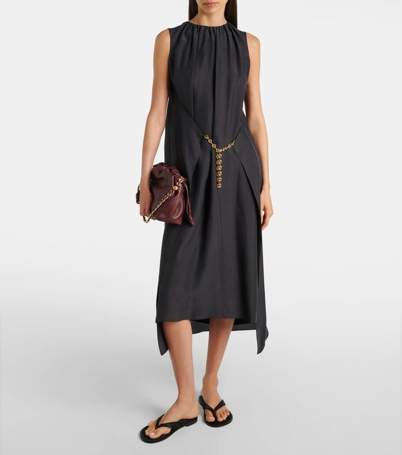 A. EMERY BLACK SATIN FLIP FLOPS