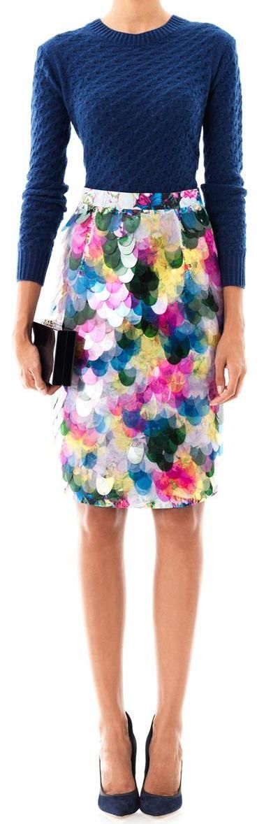 ERDEM multi colour aysha floral print silk skirt