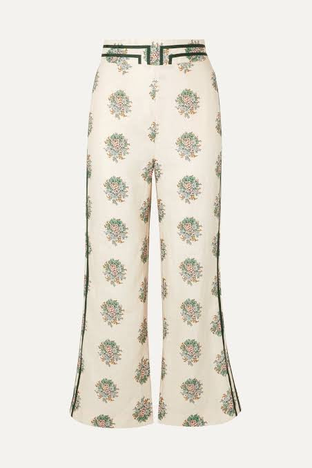 Zimmermann Cream Floral Linen Pants