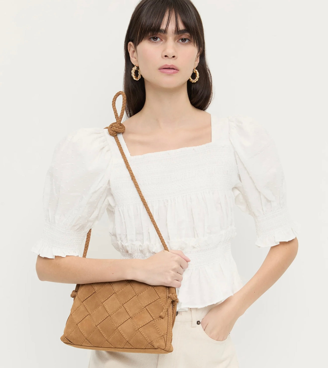 Loeffler Randall - Mallory Toffee Woven Suede Crossbody