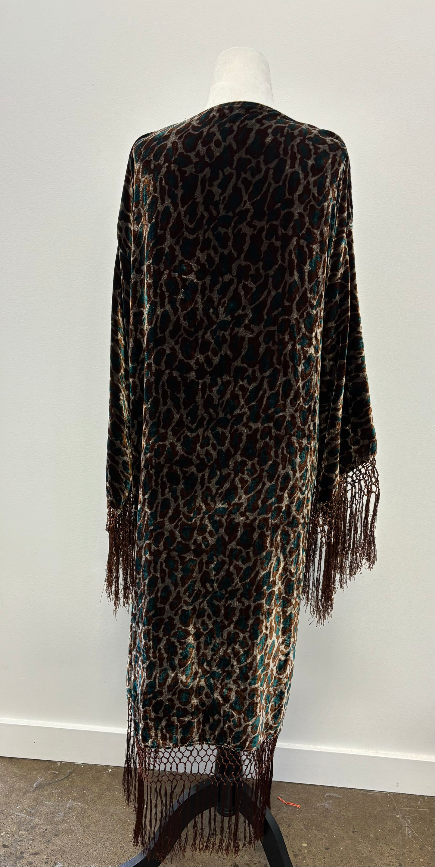 Leopard Velvet Fringe Duster