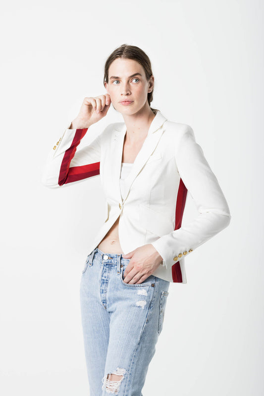 SMYTHE cream blazer with red stripes