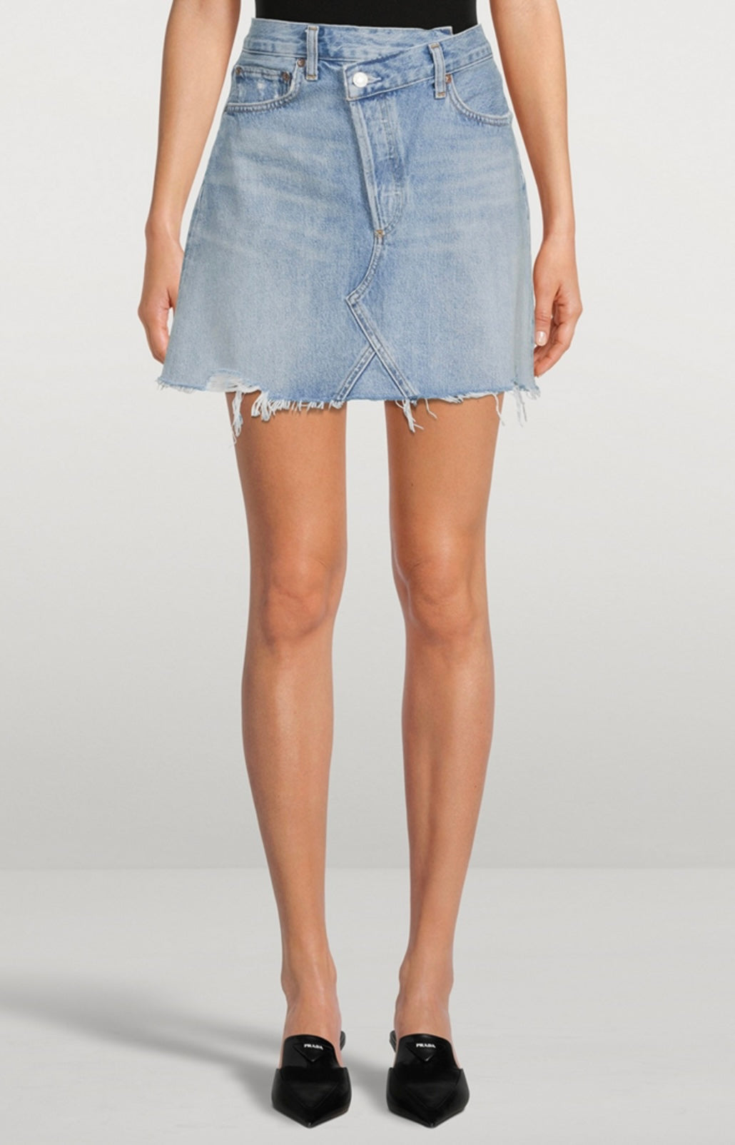 AGOLDE Blue Criss Cross Denim Miniskirt