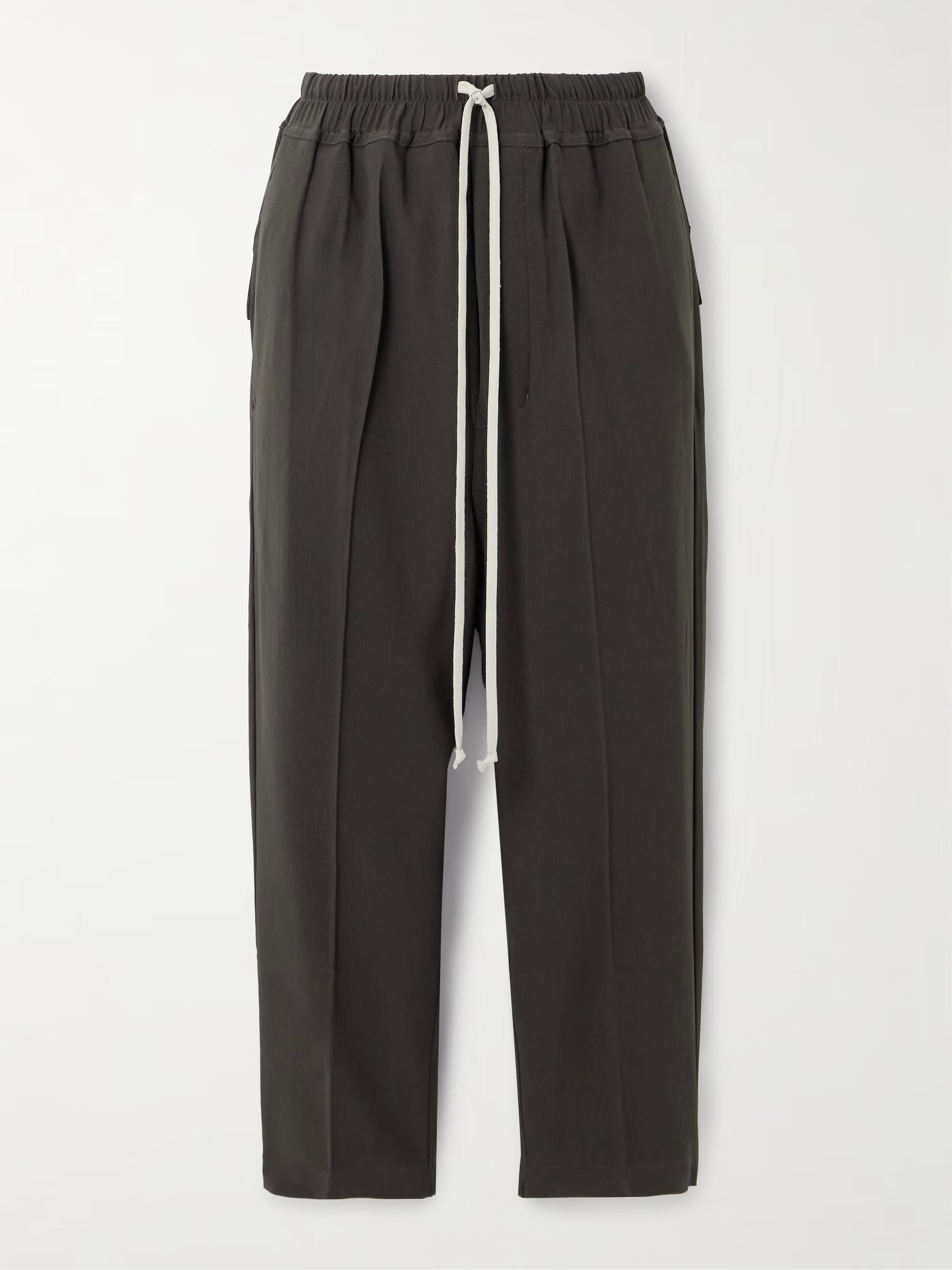 RICK OWENS drop crotch chocolate brown drawstring pants with cargo back pockets