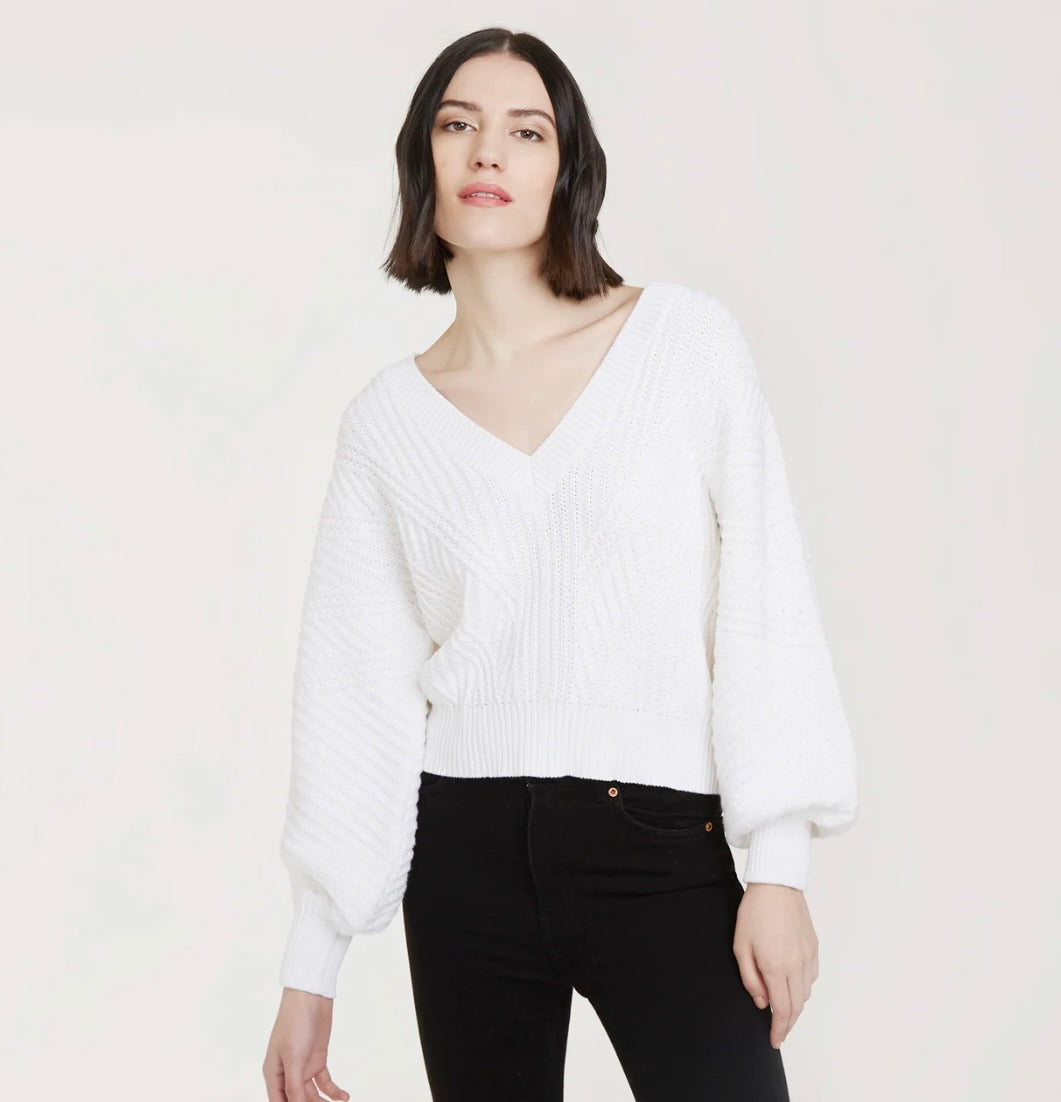 Autumn Cashmere - Fancy Stitch Oversize V in White