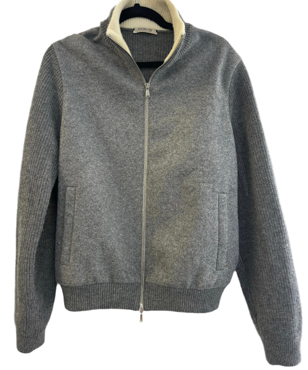FIORONI grey 100% wool zip bomber style jacket