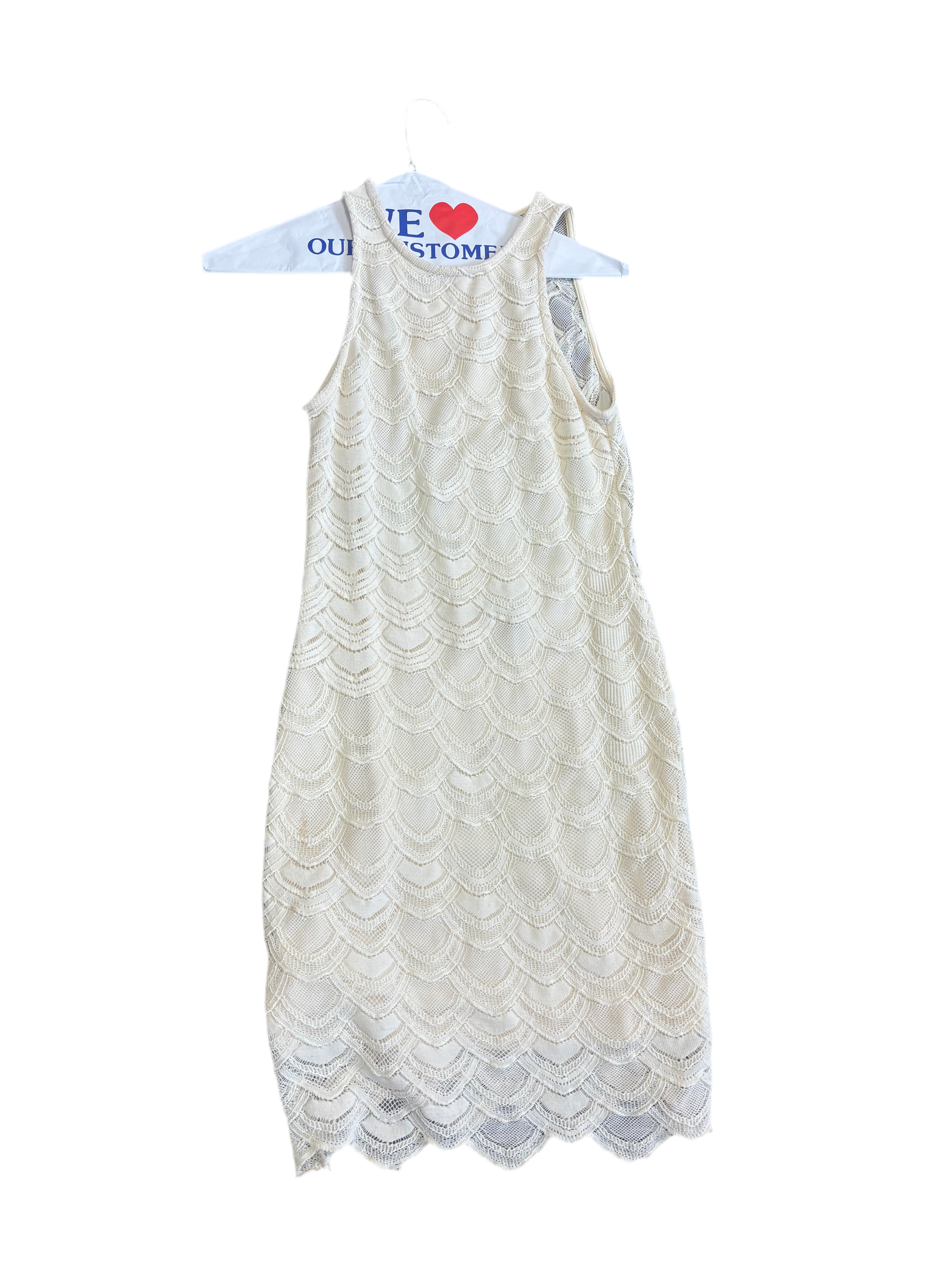 NIGHT CAP cream lace scalloped design dress