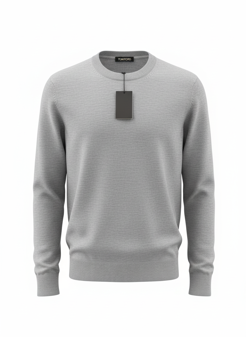 TOM FORD grey crewneck merino wool knit