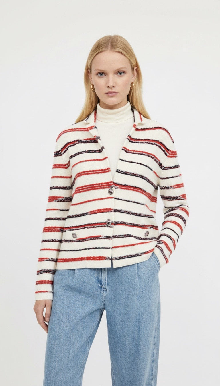 CHANEL cashmere striped knit jacket