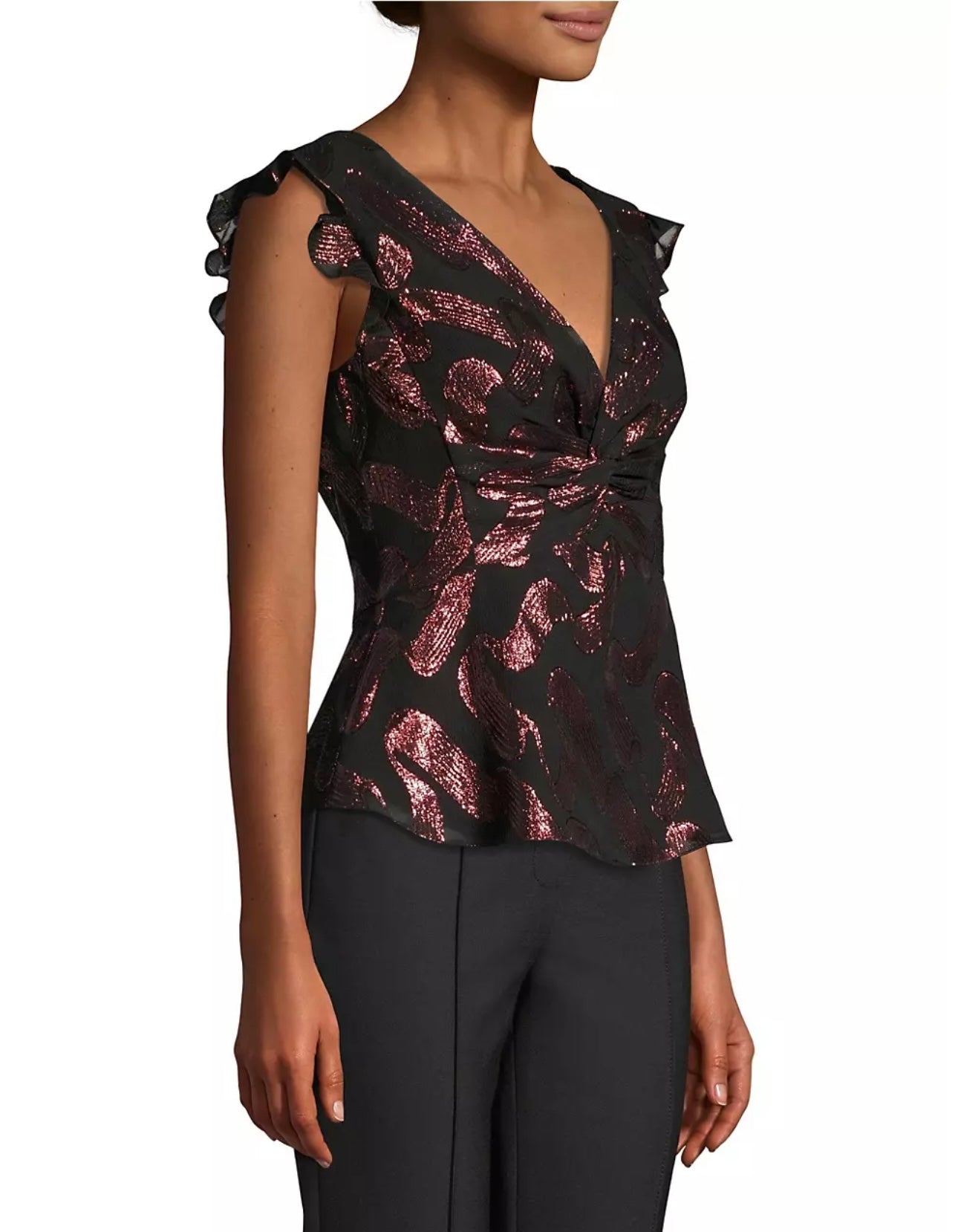 Rebecca Taylor
Lurex Jacquard Ruffle Trim Top