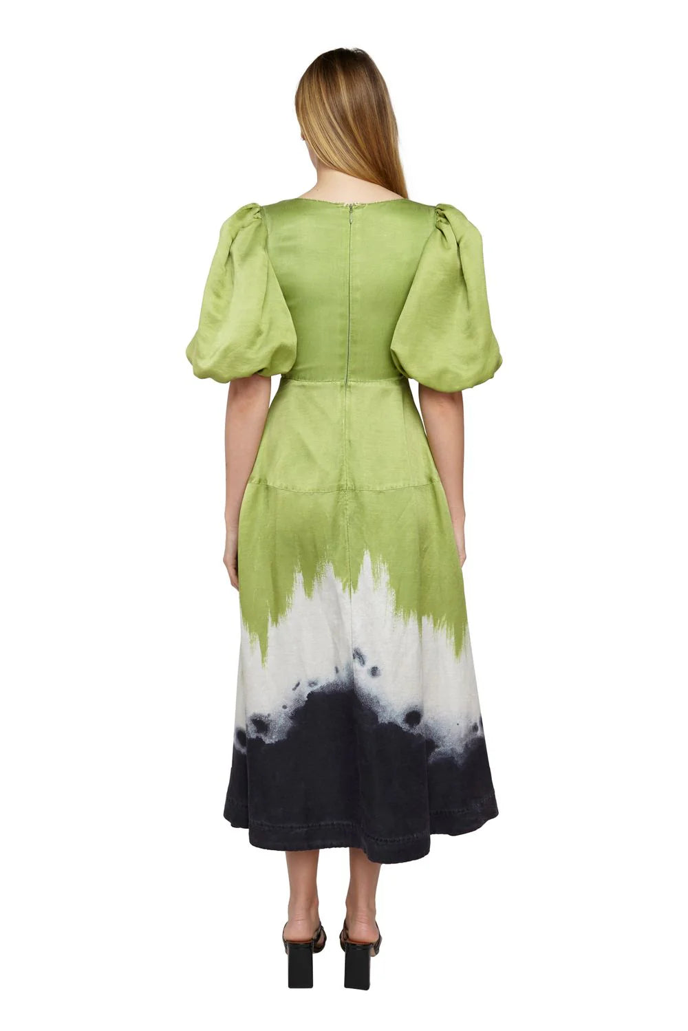 AJE green/silver/navy silk dress