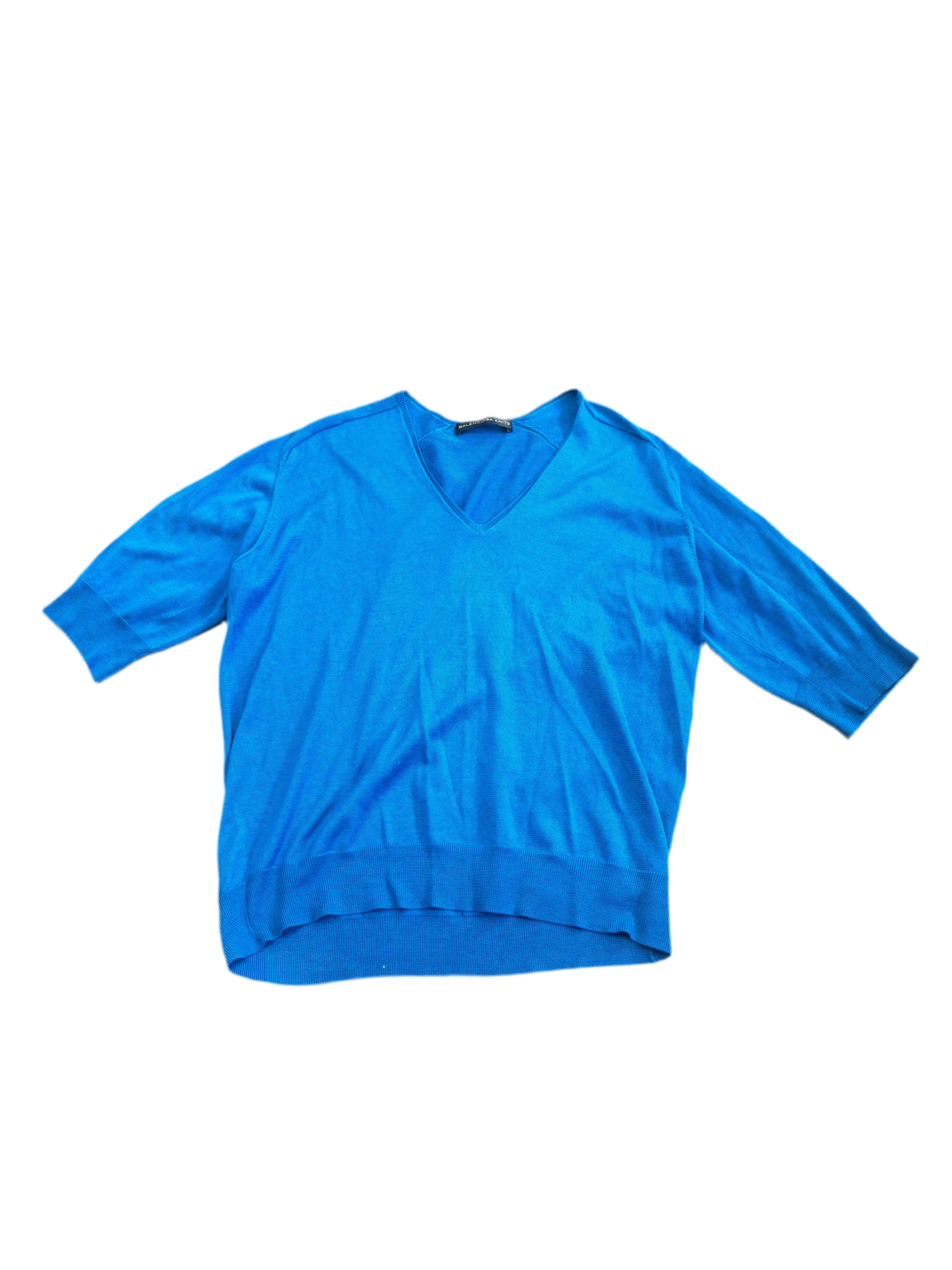BALENCIAGA blue 3/4 sleeve knit