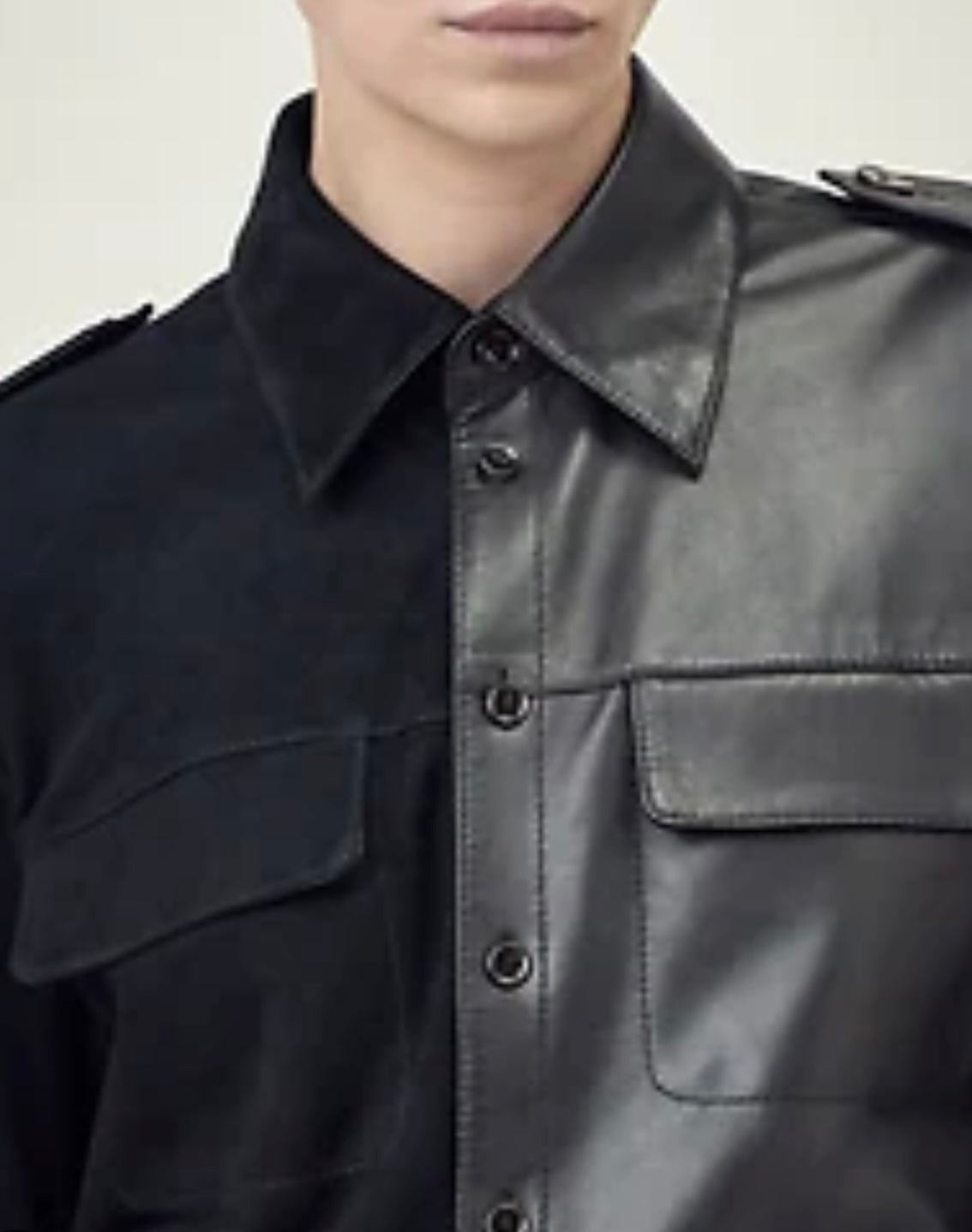 BR X PETER DO LEATHER UTILITY SHIRT