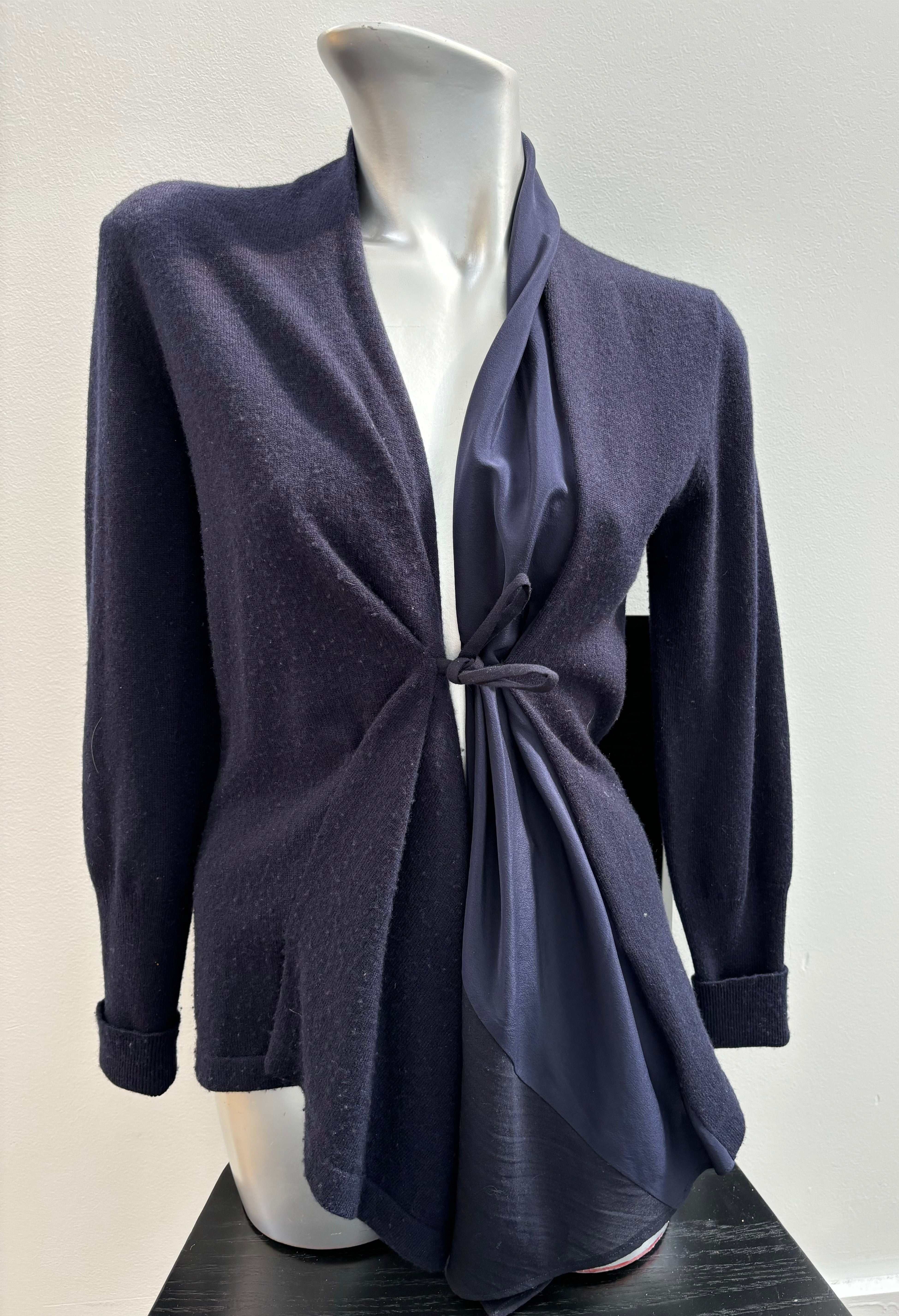BRUNELLO CUCINELLI navy cashmere wrap sweater