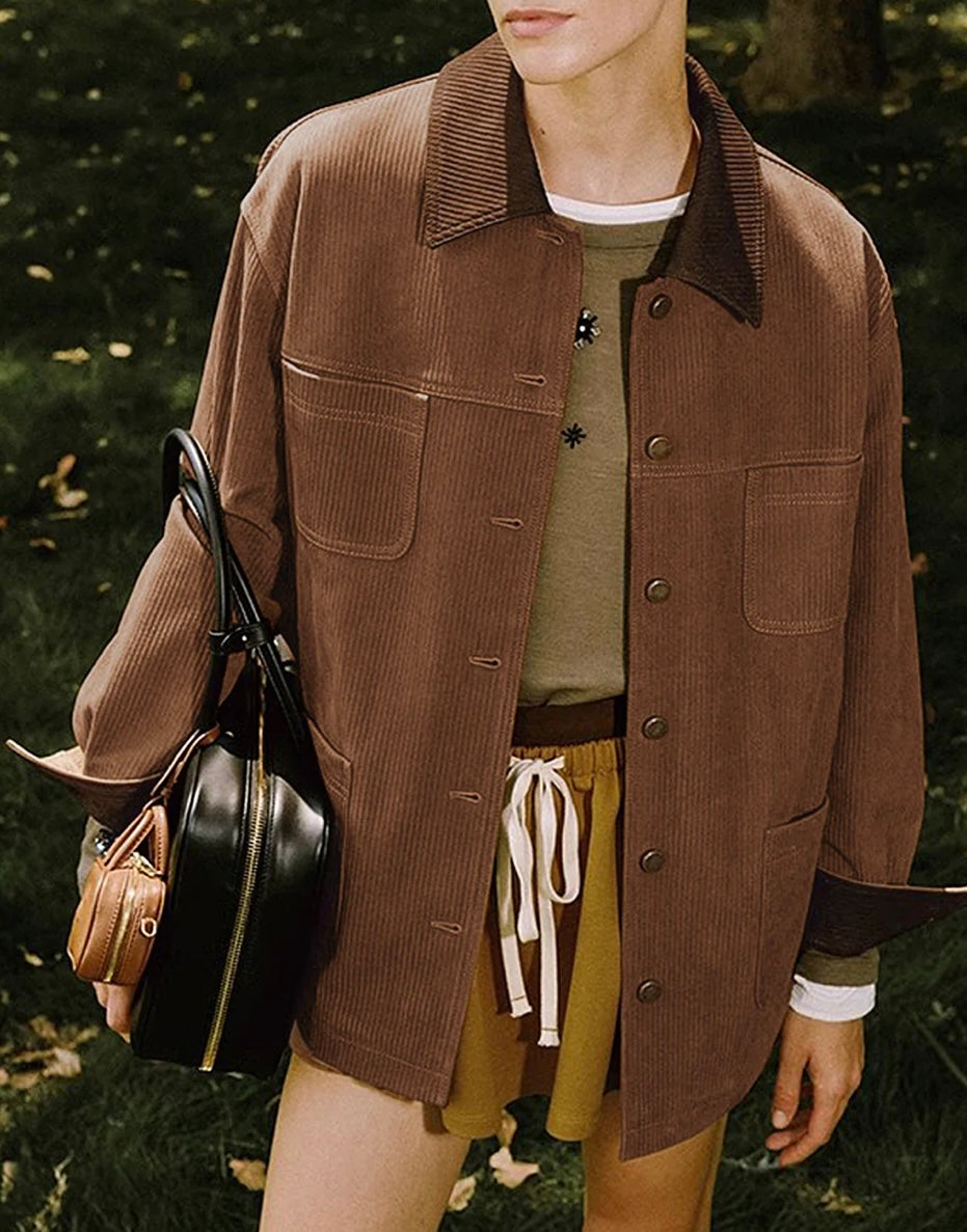 Commense Vintage Corduroy Cargo Polo Jacket