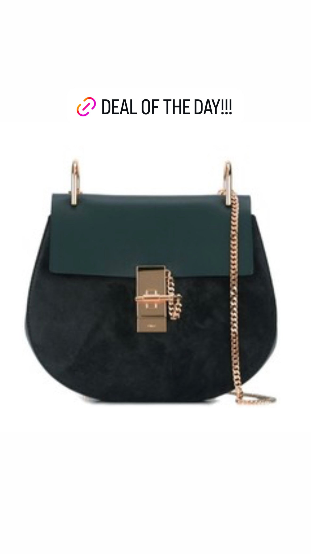 CHLOE suede smooth calfskin drew shoulder bag in cloudy blue
