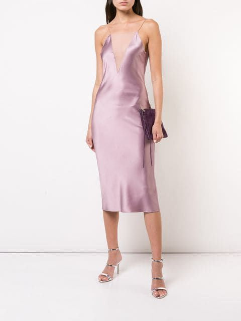 FLEUR DU MAL purple slip dress with mesh