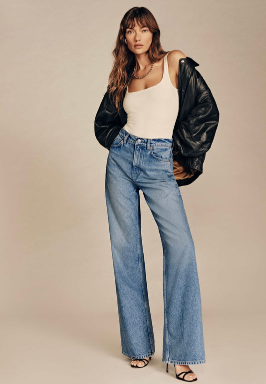 REFORMATION - CARY HIGH RISE SLOUCHY WIDE LEG JEANS