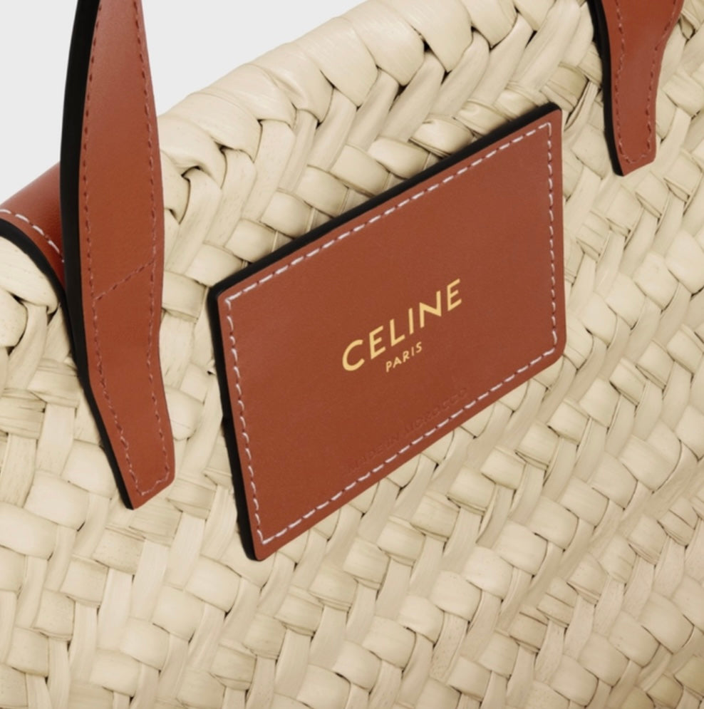 CELINE - TEEN CELINE CLASSIC PANIER IN PALM LEAVES AND CALFSKIN