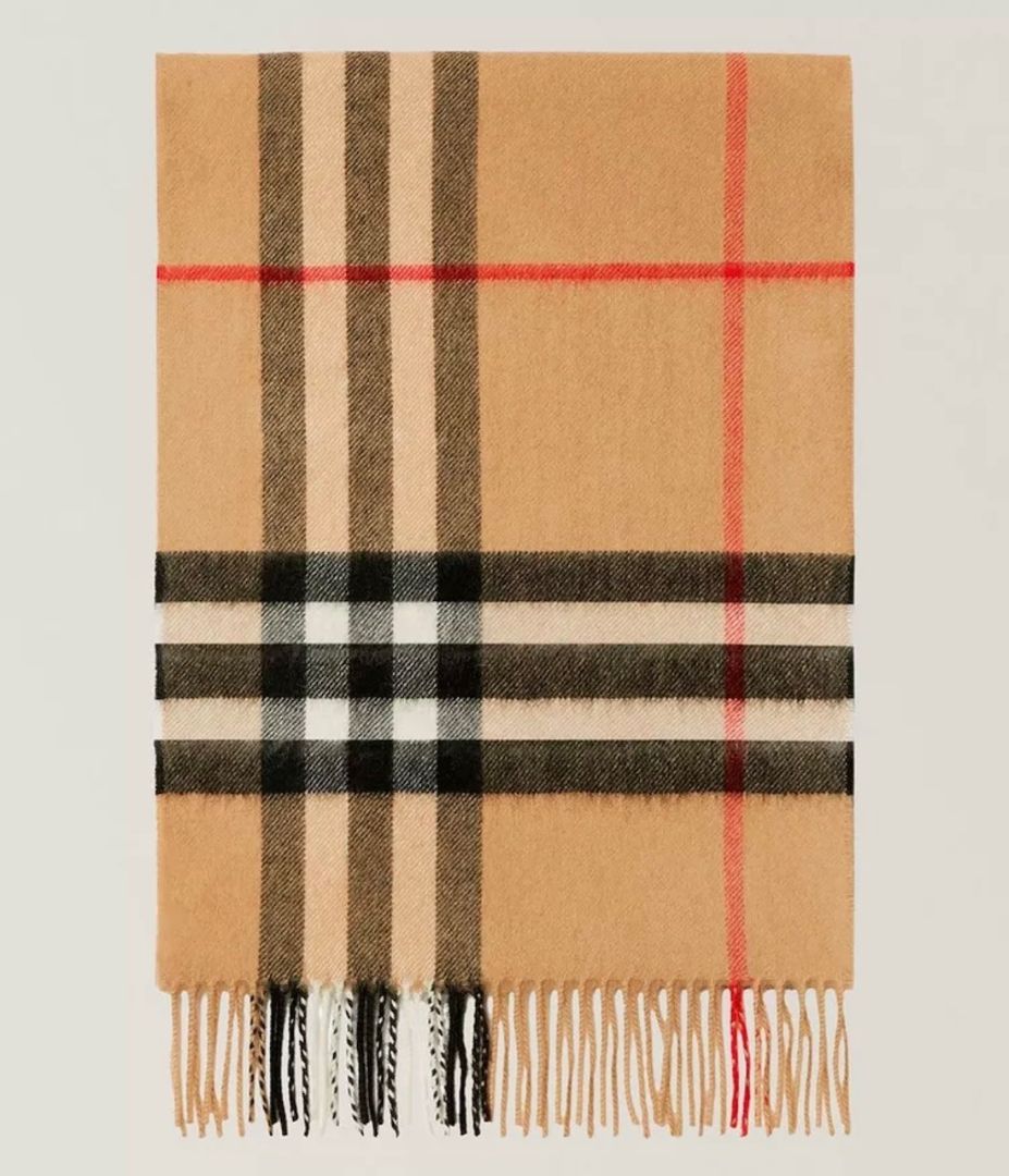 Burberry 100% Cashmere Check Print Scarf