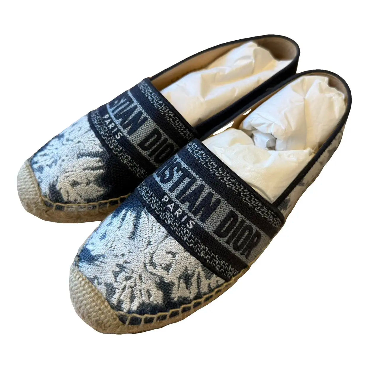 CHRISTIAN DIOR navy logo espadrilles