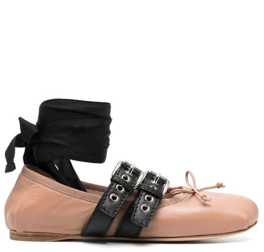 MIU MIU - Pink Ballet Ribbon Flats