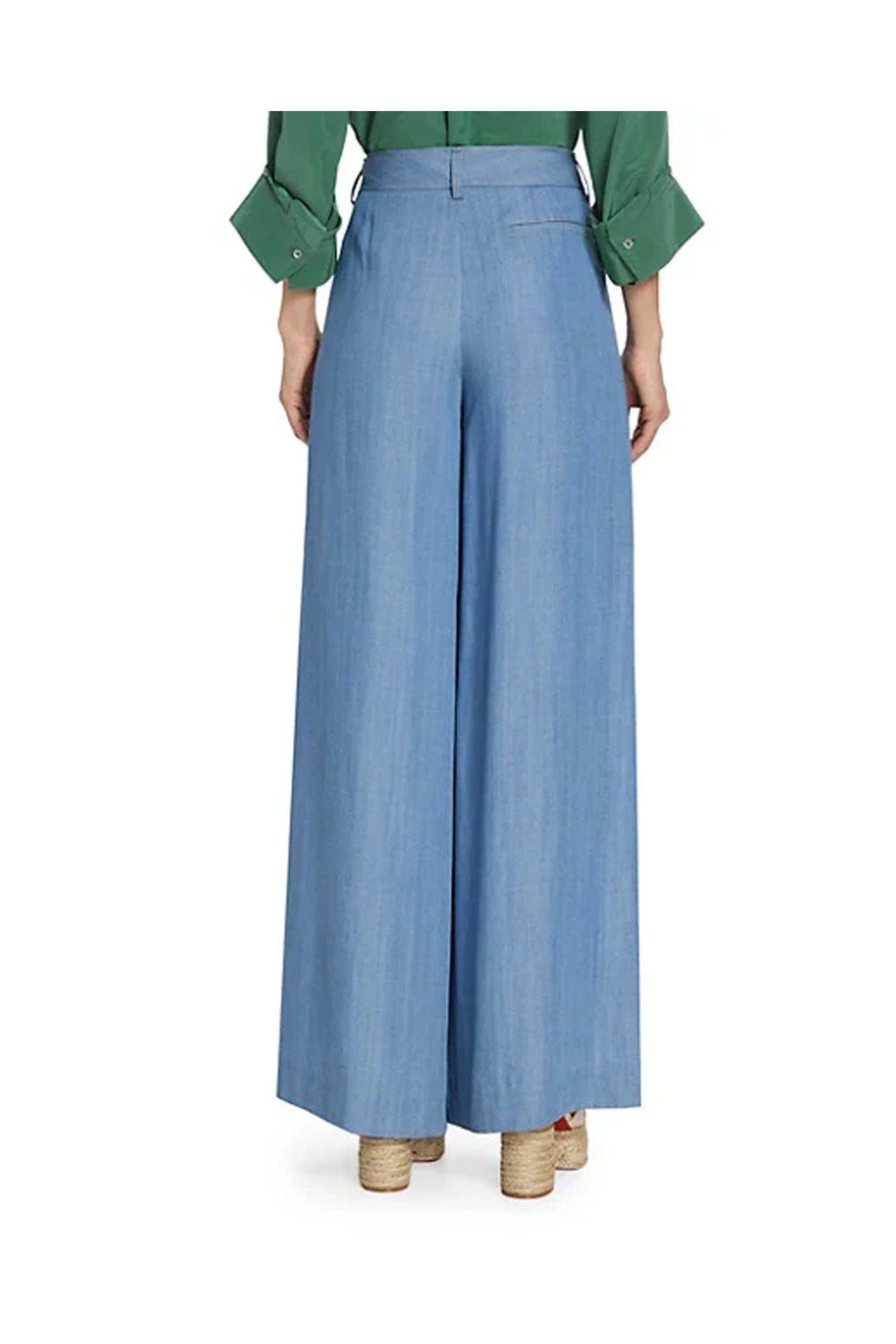 TWP blue pleated wide leg trousers
