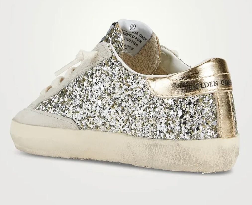 GOLDEN GOOSE silver glitter sneakers
